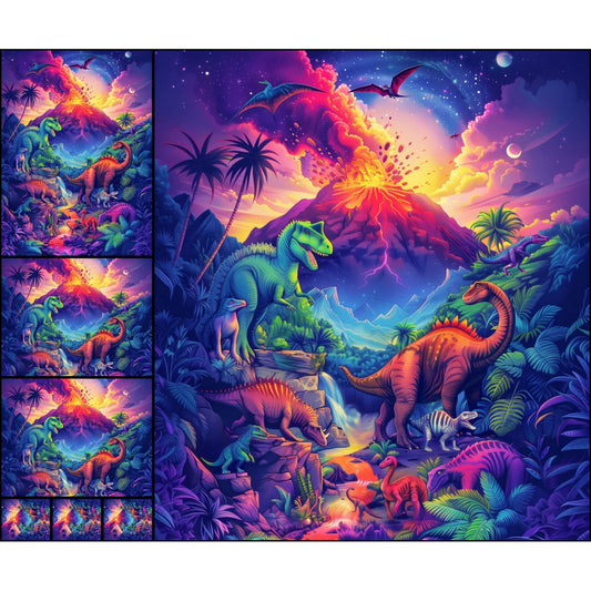 Panel -  108"  "Dinosaur Valley"- 108"x 2.5 yds  - 100% Cotton
