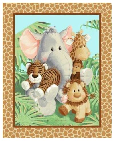 Panel -"Jungle Babies"  Nursery Panel 36"x 44"- 100% Cotton