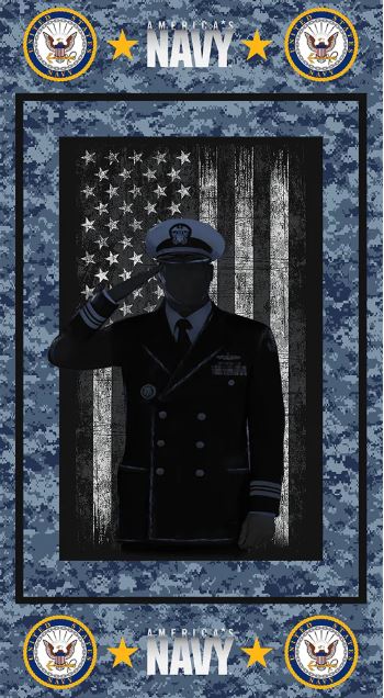 Panel -Sykel Fabrics - Navy - 100% Cotton Quilt Panel 18"x42"