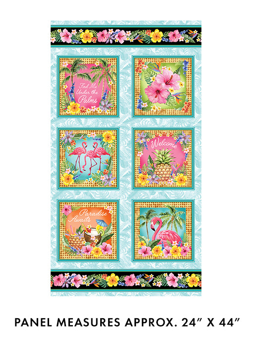 44"  - Benartex  -  "Paradise Awaits Panel"  -  100% Cotton