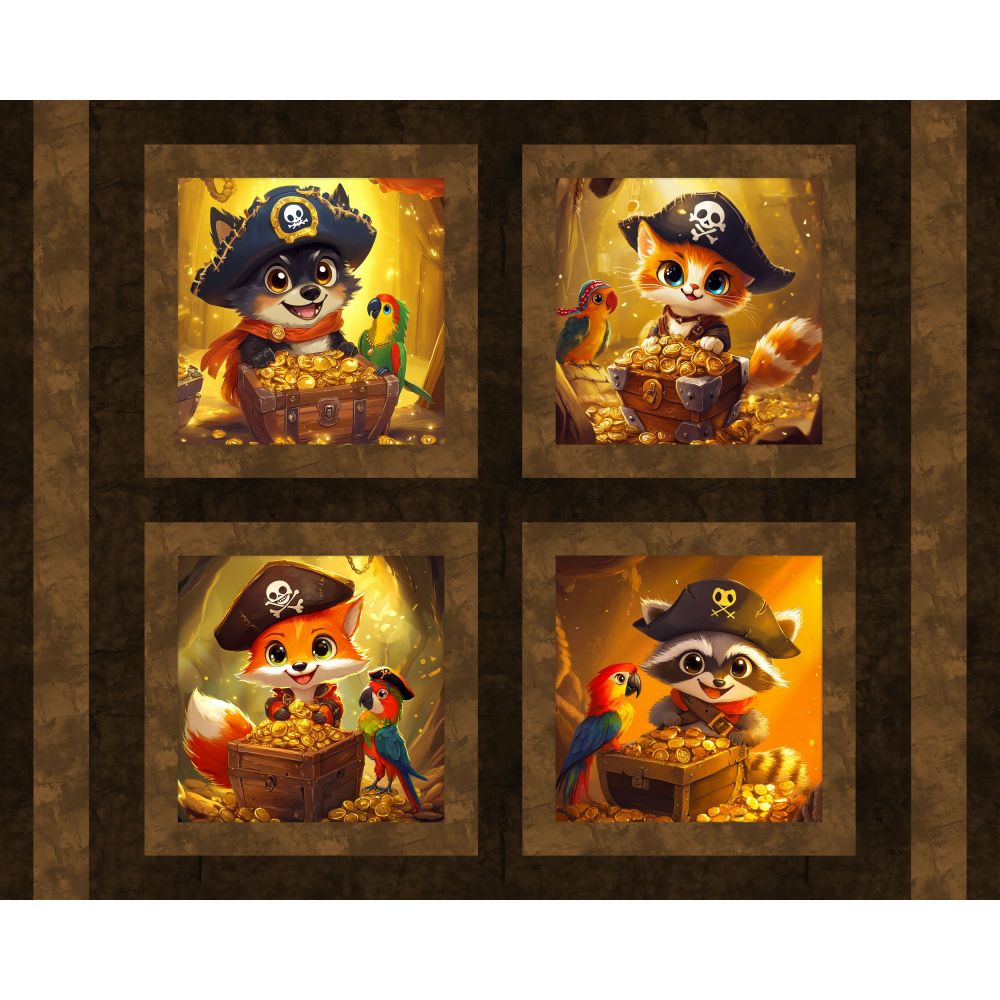 Panel -  45"  "Pirate Buddies Pillow Panel"  - 100% Cotton