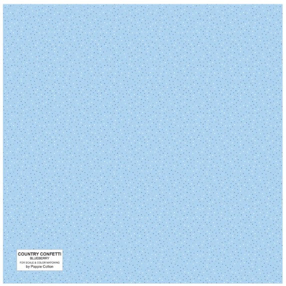 44" Poppie Cotton -  Country Confetti  - "Blueberry Blue" -  100% Cotton