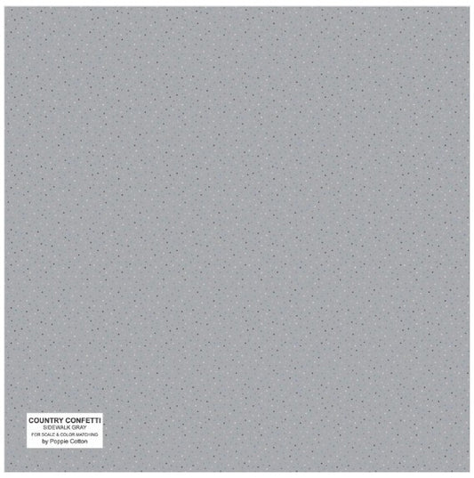 44" Poppie Cotton -  Country Confetti  - "Sidewalk Grey" -  100% Cotton