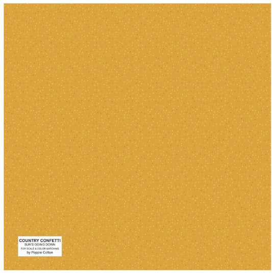 44" Poppie Cotton -  Country Confetti  - "Sun's Going Down Yellow" -  100% Cotton