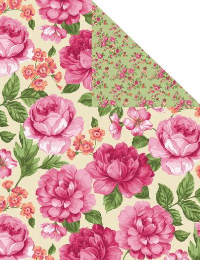 42" - Pre Quilted Fabric - Pink Peonies - 100% Cotton with 100% Poly Batting
