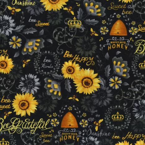 44"  - "Queen Bee and Sunflowers" - 100% Cotton