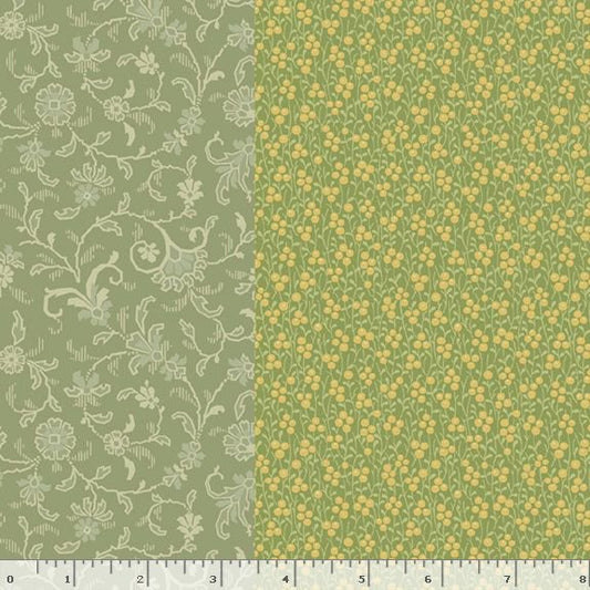 44"  -  Marcus Fabrics - "Kathleens Story"  Green  -  100% Cotton