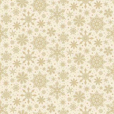 44"  - Riley Blake -  "Snowflakes Cream Foil"  -  100% Cotton