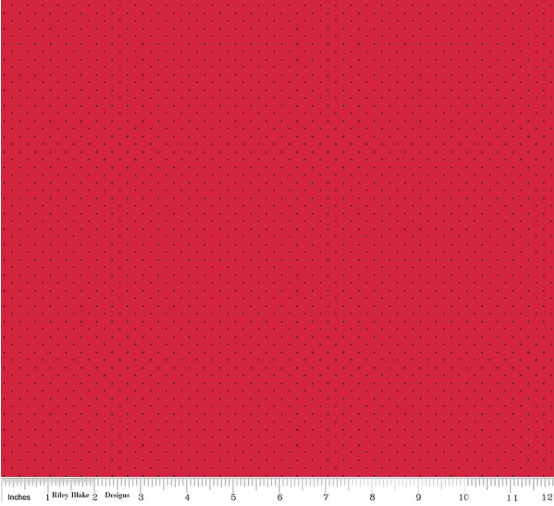 44"  - Riley Blake - "Swiss Dot - Black on Strawberry" -  100% Cotton