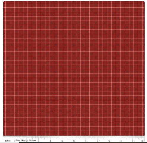 44"- Riley Blake - "Bee Plaids Cider Barn Red" - 100% Cotton