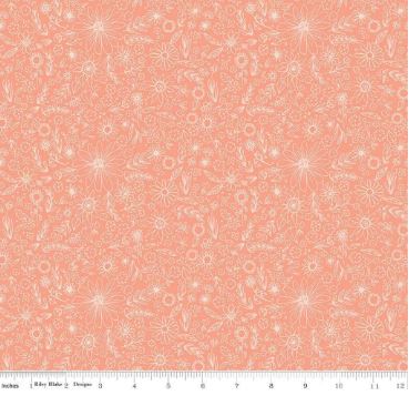 44"- Riley Blake - "Homemade - Outlined Flowers" - 100% Cotton