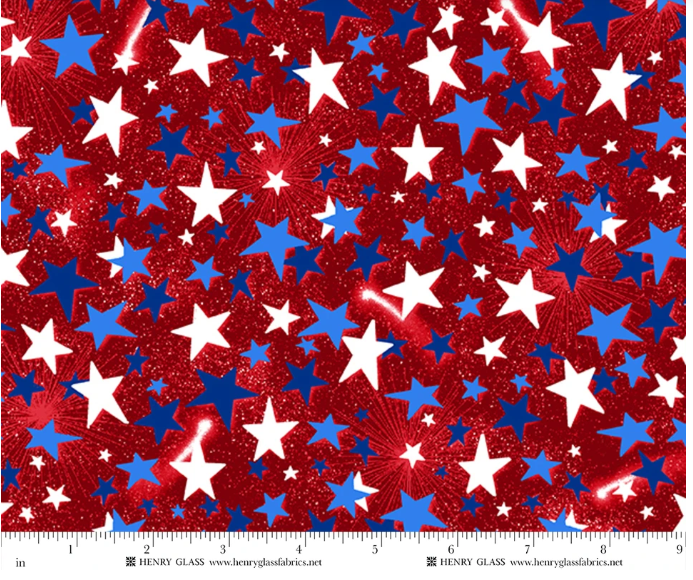 108"  - Henry Glass -  Star Power Red  -  100% Cotton