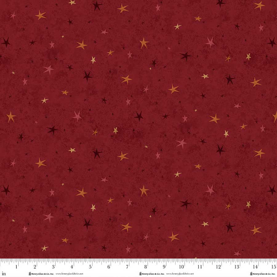 44"  - Henry Glass-  " Seeing Stars"  Red-  100% Cotton
