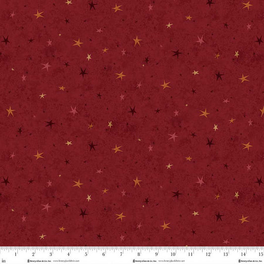 44"  - Henry Glass-  " Seeing Stars"  Red-  100% Cotton