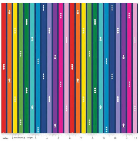 44"  -Riley Blake "Color Me Happy Stripes" - 100% Cotton