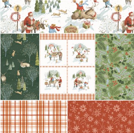 Riley Blake - "Santa's Tree Farm" 1 Yard Cuts Bundle , 6pcs