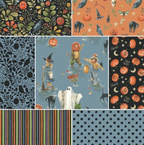 Riley Blake - Halloween - "Trick or Treat" 1 Yard Cuts Bundle D , 7pcs