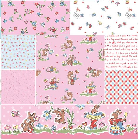 Riley Blake - Love Notes 1 Yard Bundle Pink, 8pcs