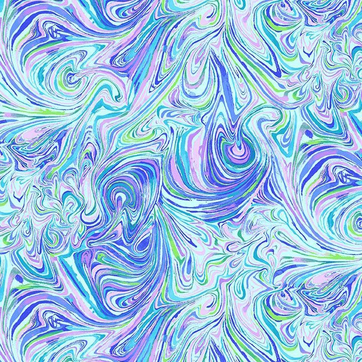 44"  - Timeless Treasures -    "Swirl Pattern - Blue" -  100% Cotton