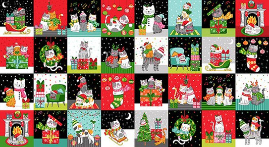Panel -"Santa Paws"  -Makower -  22"x 44"- 100% Cotton