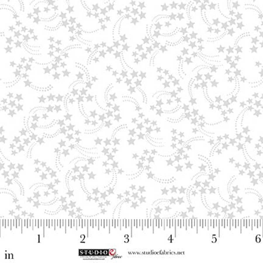 44" - Studio e - Shooting Stars  - White on White  - 100% Cotton