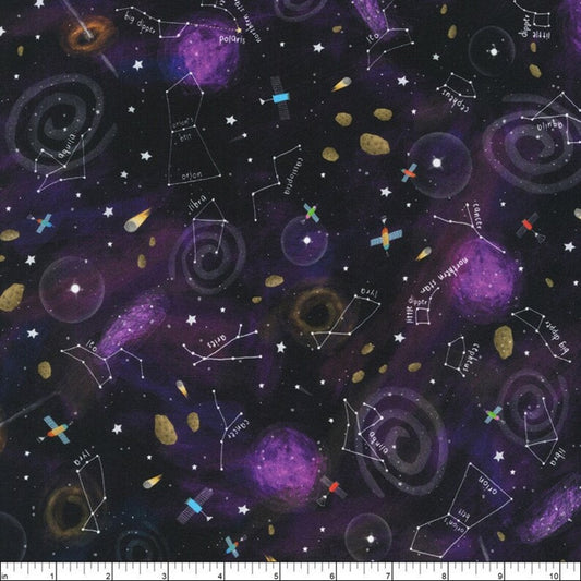 44"-Robert Kaufman- "Space Adventure" Purple - 100% Cotton