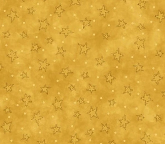 44"  - Henry Glass-  " Starry Basics"  Gold-  100% Cotton