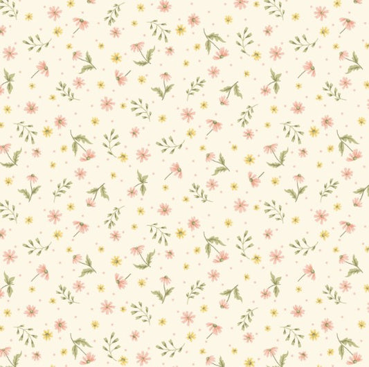 44"  - Studio e -  "Warm White Mini Wildflowers" -  100% Cotton