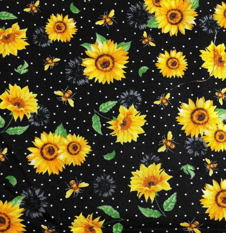 44" - "Sunflowers and Bees" - 100% Cotton