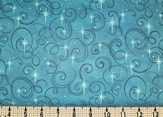 108"  Swirls and North Stars on Turquoise