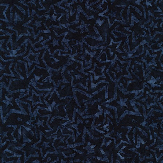 44"  - Timeless Treasures - Batik  - "Packed Star Outline" - Patriot  -  100% Cotton