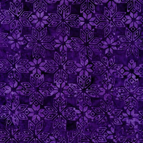 44"  - Timeless Treasures -  Batik  "Geo Snowflakes - Purple" -  100% Cotton