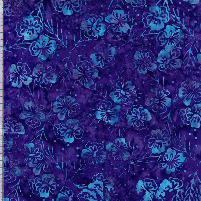 44"  - Timeless Treasures -  Batik  "Painted Flowers - Dream" -  100% Cotton