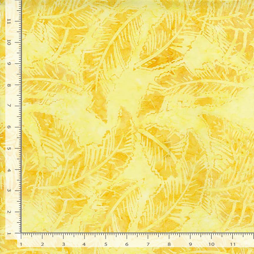44"  - Timeless Treasures -  Batik  "Banana Leaves - Yellow" -  100% Cotton