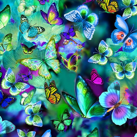 108"-Timeless Treasures "Electric Butterflies"-100-cotton