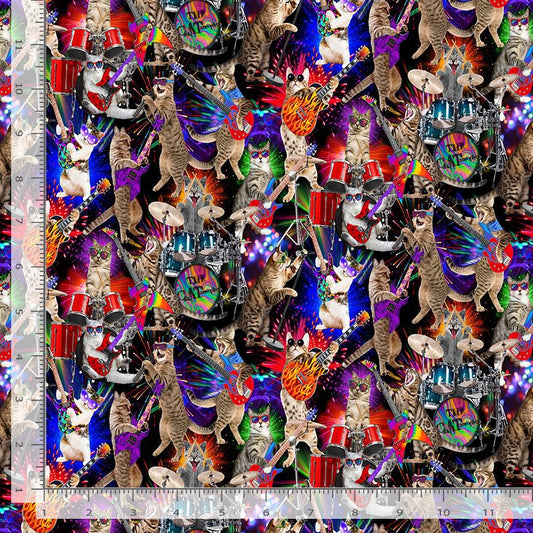 44" Timeless Treasures "Rocker Cats" - 100% Cotton