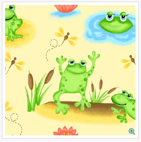 44"  - Flannel - "Tan Frogs and Dragonflies"  -  100% Cotton