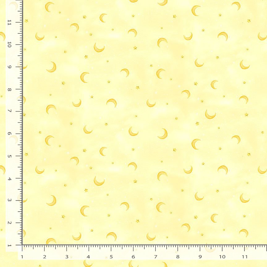44"  -Timeless Treasures  -"Moon and Stars" Yellow- 100% Cotton