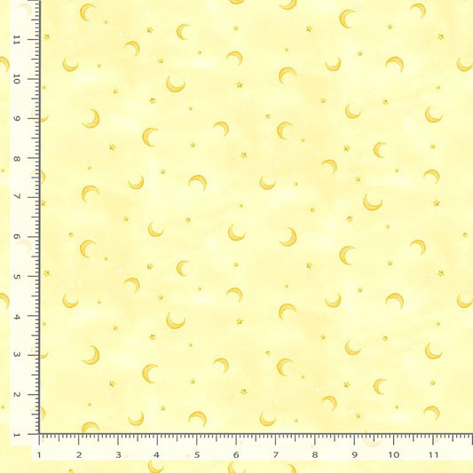 44"  -Timeless Treasures  -"Moon and Stars" Yellow- 100% Cotton