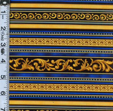 44"- Timeless Treasures  "Scroll in Stripe" - 100% Cotton