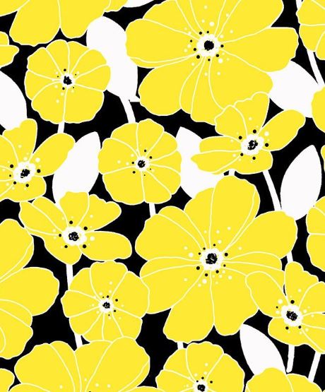 44"-Timeless Treasures Sundance C1263 Black Tri color Pop Flowers