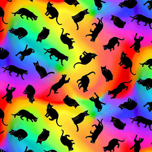 44" Timeless Treasures "Tossed Black Cats" - 100% Cotton