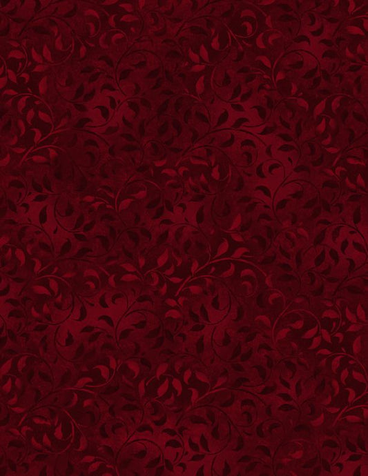 44" - Wilmington Prints - "Climbing Vine" -  "Dark Red"  - 100% Cotton