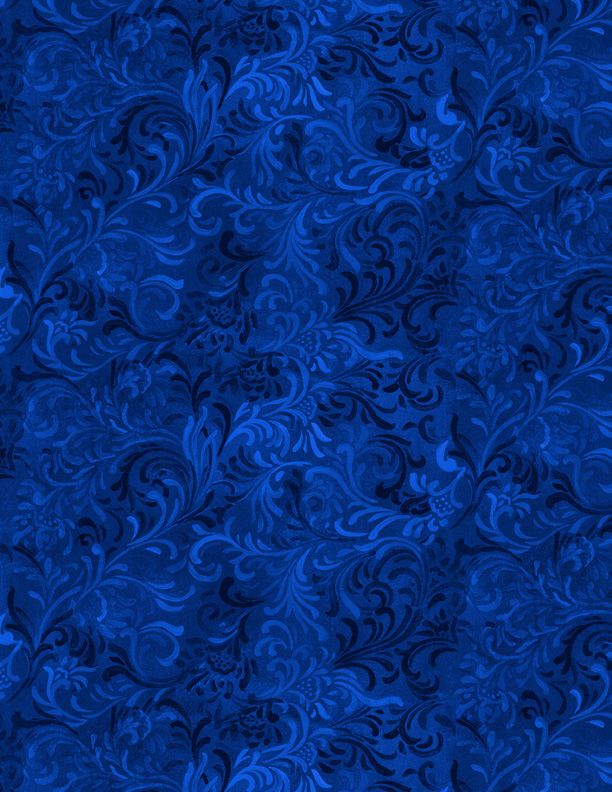 44" - Wilmington Prints - "Embellishment" -  "Royal Blue"  - 100% Cotton