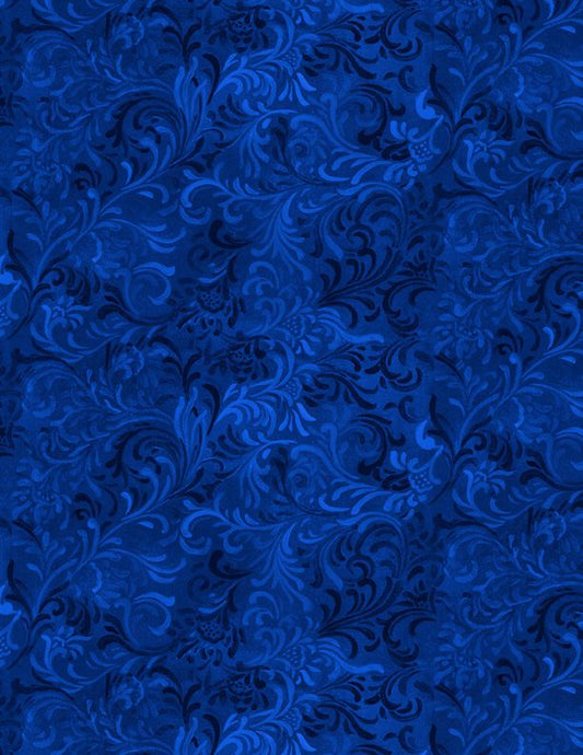 44" - Wilmington Prints - "Embellishment" -  "Royal Blue"  - 100% Cotton