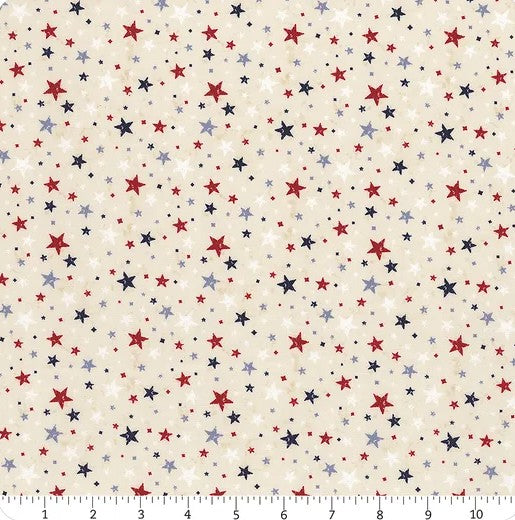 44"- Wilmington Prints  "Founding Glory - Tossed Stars" - Cream - 100% Cotton