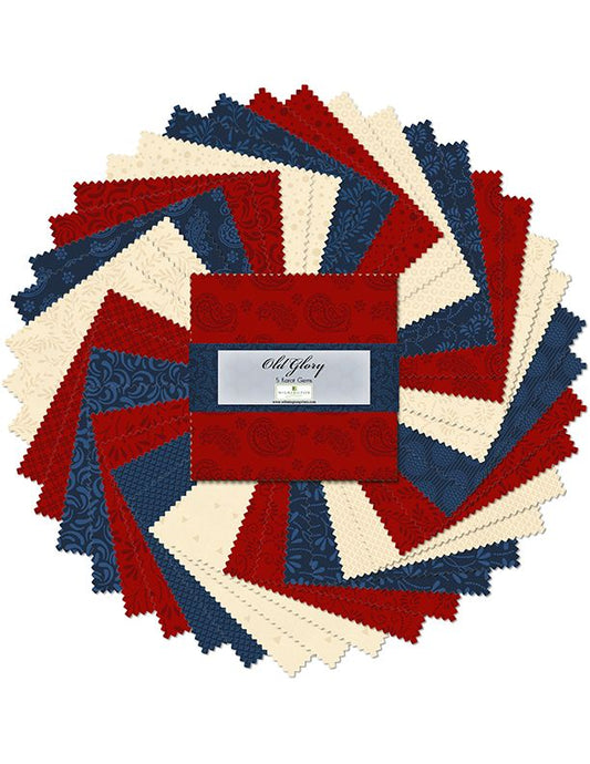 Wilmington Prints - Old Glory-Charm Pack -"40 Carat Gems"- 5 x-5 - 42-pcs