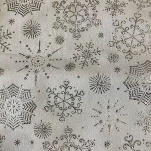 44"  - "White Metallic Snowflakes" - 100% Cotton