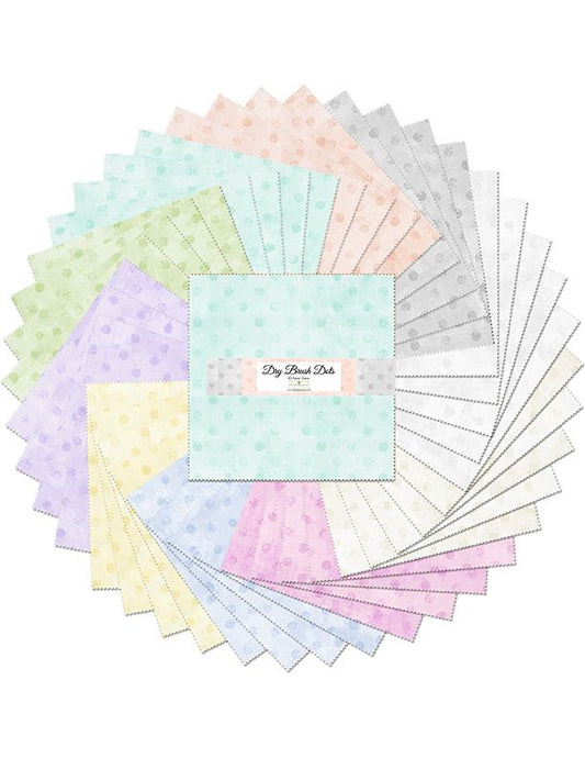 Wilmington Prints - Charm Pack - "Dry Brush Dots" - Whipped Cream  -  5"x5" - 42 pcs