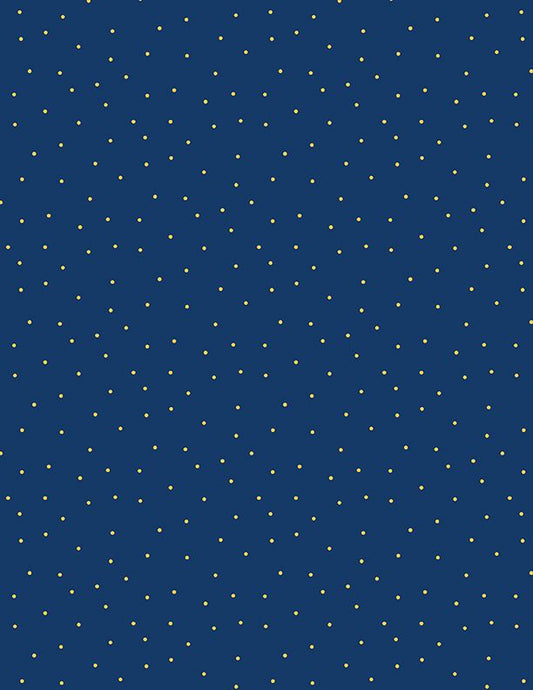 44"- Wilmington Prints -Pin Dots  "Dark Blue & White" -100% Cotton
